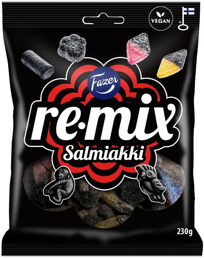 Fazer Remix Salmiakki 230g | Finnish Salty Licorice