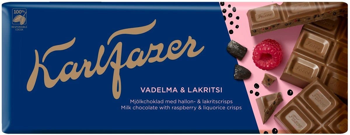 Karl Fazer Raspberry & Licorice 200g, 21-Pack - Scandinavian Goods