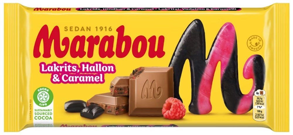 Marabou Lakrits, Hallon & Caramel 185g - Scandinavian Goods