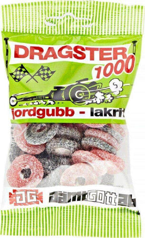 Dragster 1000 Jordgubb/Lakrits 65g, 25-Pack - Scandinavian Goods