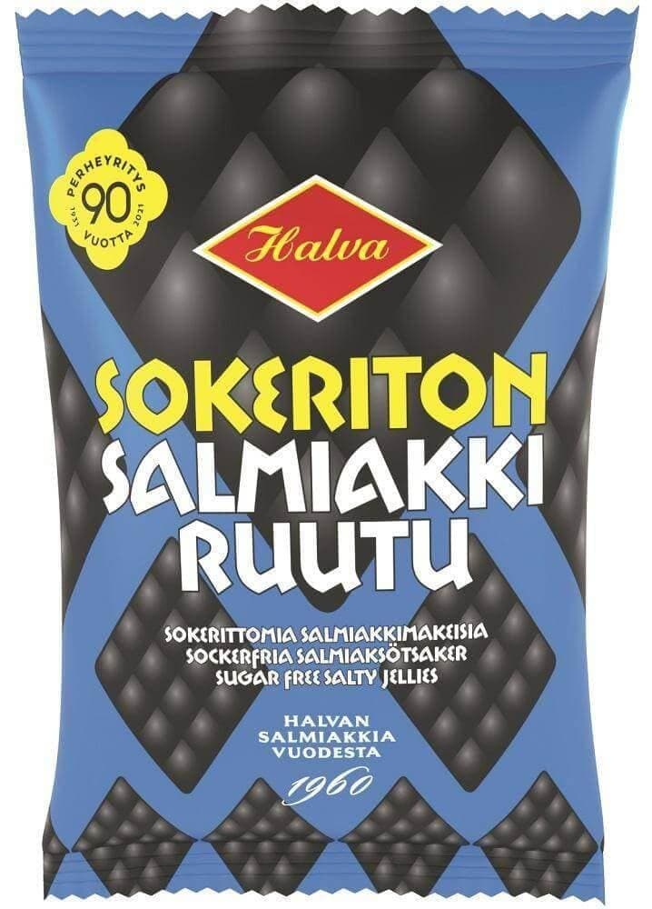 Halva Sokeriton Salmiakkiruutu 90g, 18 - Pack - Scandinavian Goods