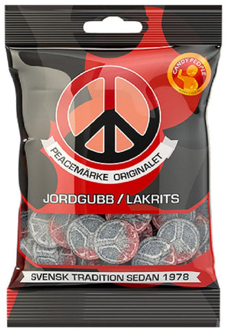 Peacemärke Jordgubb / Lakrits 80g, 24-Pack - Scandinavian Goods