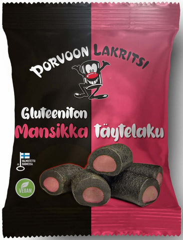 Gluteeniton Mansikka Täytelakritsi 150g, 12-Pack - Scandinavian Goods