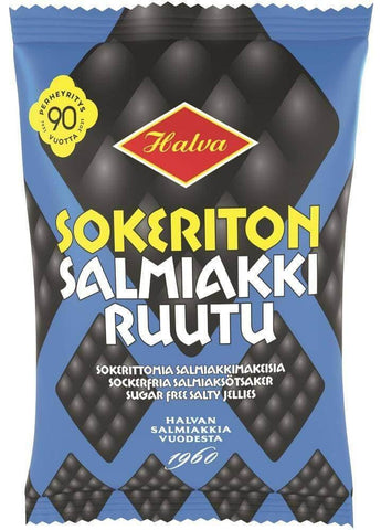 Halva Sokeriton Salmiakkiruutu 90g, 18-Pack - Scandinavian Goods