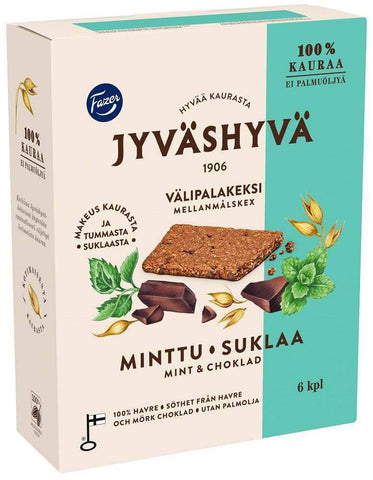 Jyväshyvä Välipalakeksi Mint & Chocolate 180g, 10-Pack - Scandinavian Goods